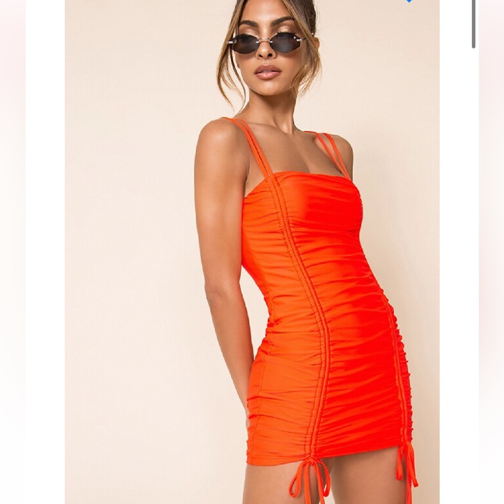 Superdown neon orange mini dress